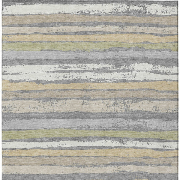 Homeroots 3' Stylish Washable Indoor Outdoor Area Rug In Beige, Brown, And Gray For Versatile Home Use 3' X 5' Polyester 598896