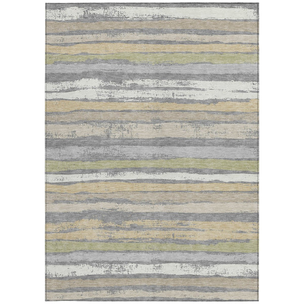 Homeroots 3' Stylish Washable Indoor Outdoor Area Rug In Beige, Brown, And Gray For Versatile Home Use 5' X 8' Polyester 598897