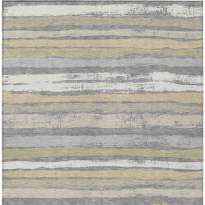 Homeroots 3' Stylish Washable Indoor Outdoor Area Rug In Beige, Brown, And Gray For Versatile Home Use 5' X 8' Polyester 598897