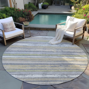 Homeroots 3' Stylish Washable Indoor Outdoor Area Rug In Beige, Brown, And Gray For Versatile Home Use 8' Round Polyester 598898