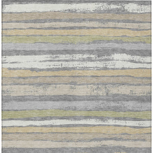 Homeroots 3' Stylish Washable Indoor Outdoor Area Rug In Beige, Brown, And Gray For Versatile Home Use 8' X 10' Polyester 598899