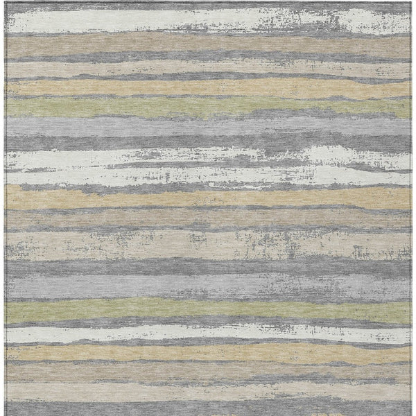 Homeroots 3' Stylish Washable Indoor Outdoor Area Rug In Beige, Brown, And Gray For Versatile Home Use 9' X 12' Polyester 598900