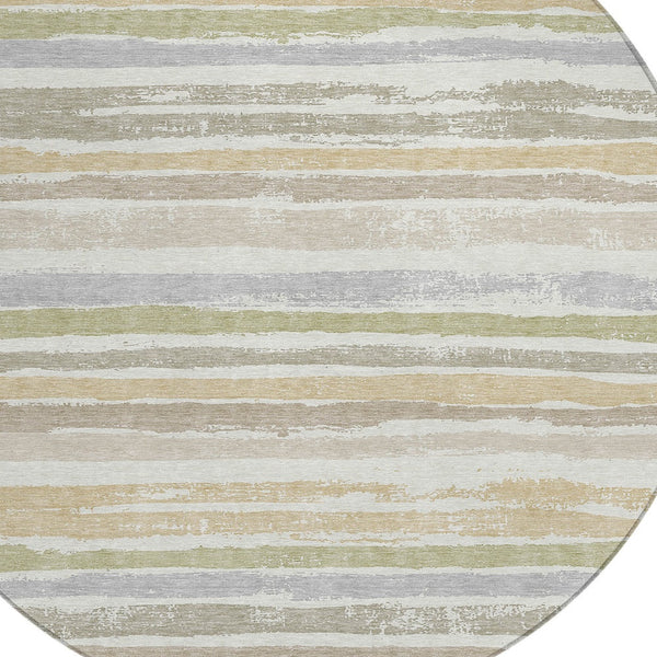 Homeroots 3' Stylish Washable Indoor Outdoor Area Rug In Beige, Brown, And Gray For Versatile Home Use 8' Round Polyester 598904