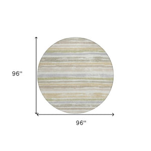 Homeroots 3' Stylish Washable Indoor Outdoor Area Rug In Beige, Brown, And Gray For Versatile Home Use 8' Round Polyester 598904