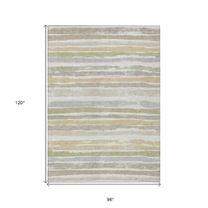 Homeroots 3' Stylish Washable Indoor Outdoor Area Rug In Beige, Brown, And Gray For Versatile Home Use 8' X 10' Polyester 598905