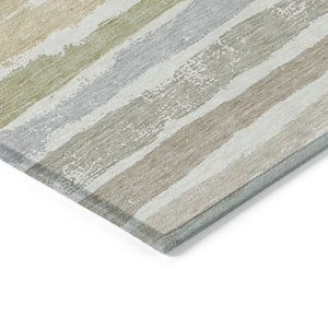 Homeroots 3' Stylish Washable Indoor Outdoor Area Rug In Beige, Brown, And Gray For Versatile Home Use 9' X 12' Polyester 598906