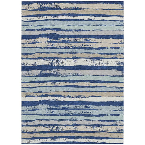 Homeroots 3' Stylish Washable Indoor Outdoor Area Rug In Beige, Brown, And Gray For Versatile Home Use 5' X 8' Polyester 598909