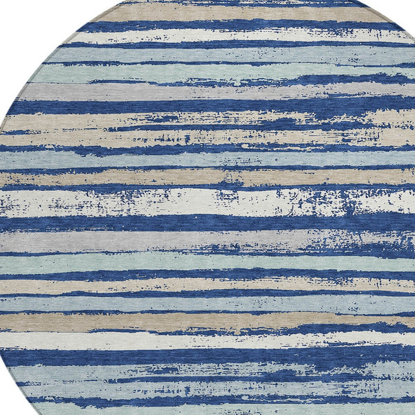 Homeroots 3' Stylish Washable Indoor Outdoor Area Rug In Beige, Brown, And Gray For Versatile Home Use 8' Round Polyester 598910