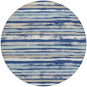 Homeroots 3' Stylish Washable Indoor Outdoor Area Rug In Beige, Brown, And Gray For Versatile Home Use 8' Round Polyester 598910