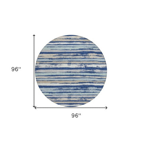 Homeroots 3' Stylish Washable Indoor Outdoor Area Rug In Beige, Brown, And Gray For Versatile Home Use 8' Round Polyester 598910