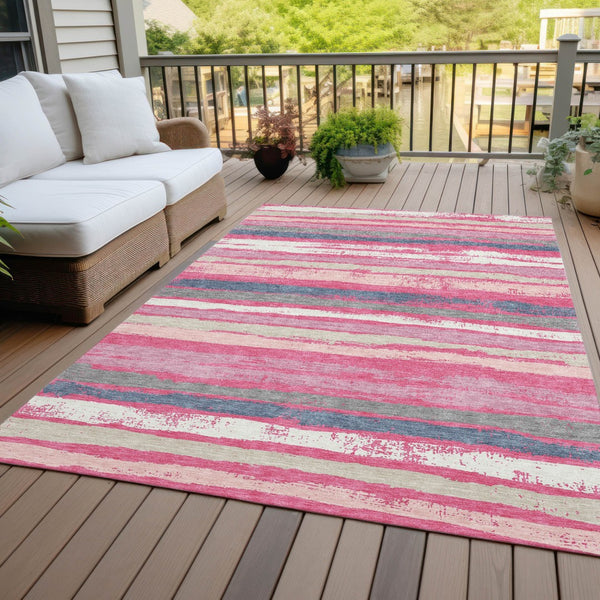 Homeroots 3' Stylish Washable Indoor Outdoor Area Rug In Beige, Brown, And Gray For Versatile Home Use 3' X 5' Polyester 598914