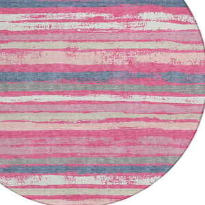 Homeroots 3' Stylish Washable Indoor Outdoor Area Rug In Beige, Brown, And Gray For Versatile Home Use 8' Round Polyester 598916