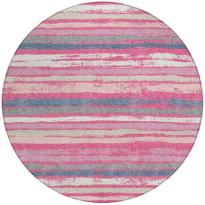 Homeroots 3' Stylish Washable Indoor Outdoor Area Rug In Beige, Brown, And Gray For Versatile Home Use 8' Round Polyester 598916