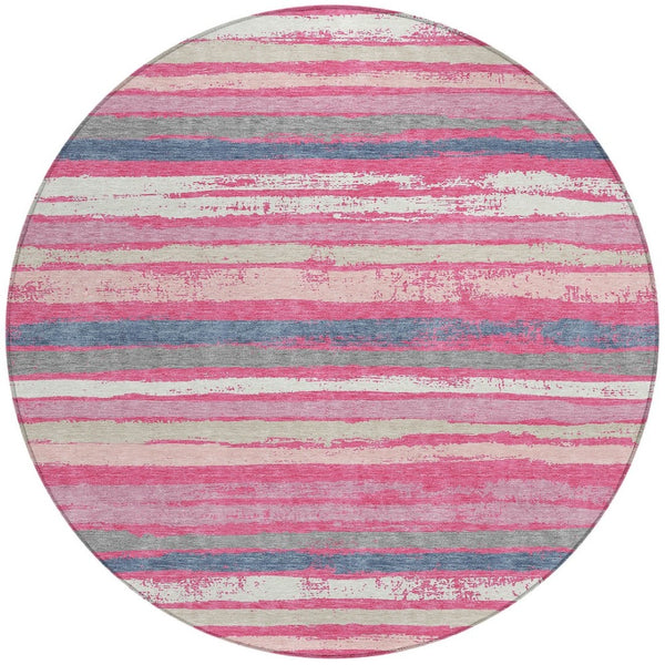 Homeroots 3' Stylish Washable Indoor Outdoor Area Rug In Beige, Brown, And Gray For Versatile Home Use 8' Round Polyester 598916