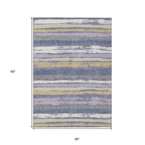 Homeroots 3' Stylish Washable Indoor Outdoor Area Rug In Beige, Brown, And Gray For Versatile Home Use 3' X 5' Polyester 598920