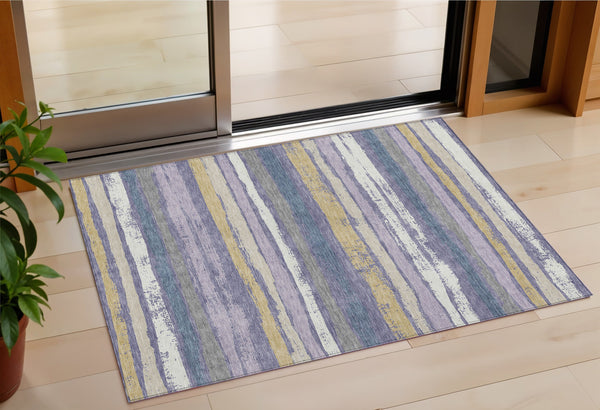 Homeroots 3' Stylish Washable Indoor Outdoor Area Rug In Beige, Brown, And Gray For Versatile Home Use 3' X 5' Polyester 598920