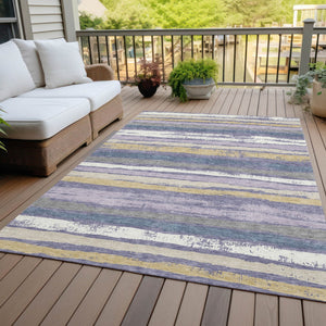 Homeroots 3' Stylish Washable Indoor Outdoor Area Rug In Beige, Brown, And Gray For Versatile Home Use 3' X 5' Polyester 598920