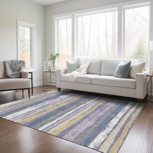 Homeroots 3' Stylish Washable Indoor Outdoor Area Rug In Beige, Brown, And Gray For Versatile Home Use 3' X 5' Polyester 598920