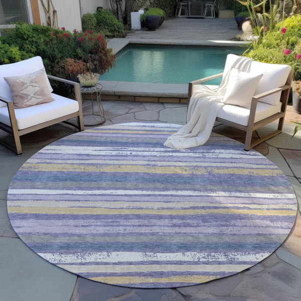 Homeroots 3' Stylish Washable Indoor Outdoor Area Rug In Beige, Brown, And Gray For Versatile Home Use 8' Round Polyester 598922