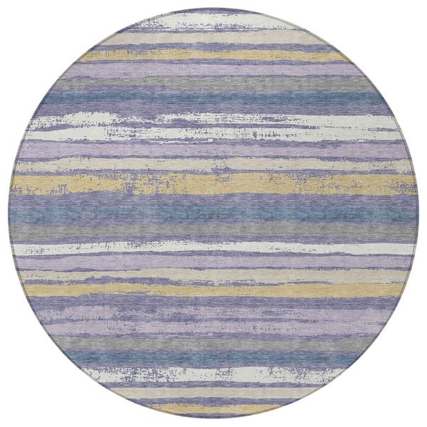 Homeroots 3' Stylish Washable Indoor Outdoor Area Rug In Beige, Brown, And Gray For Versatile Home Use 8' Round Polyester 598922