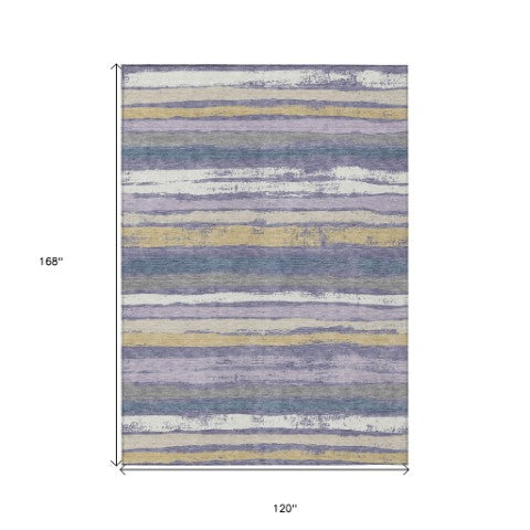 Homeroots 3' Stylish Washable Indoor Outdoor Area Rug In Beige, Brown, And Gray For Versatile Home Use 10' X 14' Polyester 598925