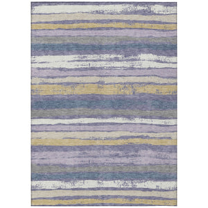 HomeRoots 5' Stylish Purple, Ivory & Beige Striped Washable Indoor/Outdoor Area Rug for Versatile Spaces 10' X 14' 598925