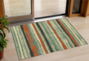Homeroots 3' Stylish Washable Indoor Outdoor Area Rug In Beige, Brown, And Gray For Versatile Home Use 3' X 5' Polyester 598926