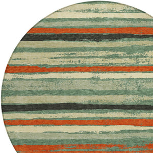 Homeroots 3' Stylish Washable Indoor Outdoor Area Rug In Beige, Brown, And Gray For Versatile Home Use 8' Round Polyester 598928