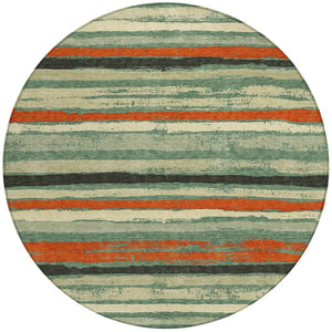 Homeroots 3' Stylish Washable Indoor Outdoor Area Rug In Beige, Brown, And Gray For Versatile Home Use 8' Round Polyester 598928