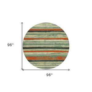 Homeroots 3' Stylish Washable Indoor Outdoor Area Rug In Beige, Brown, And Gray For Versatile Home Use 8' Round Polyester 598928