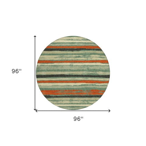 Homeroots 3' Stylish Washable Indoor Outdoor Area Rug In Beige, Brown, And Gray For Versatile Home Use 8' Round Polyester 598928