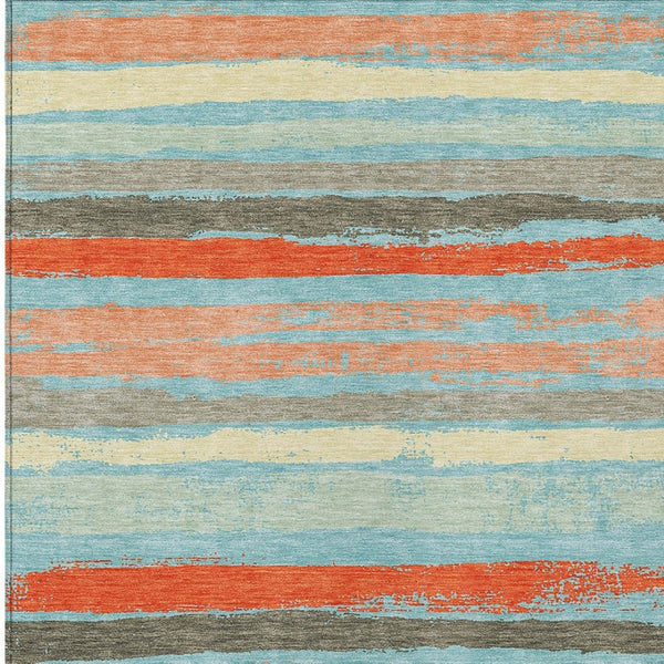 Homeroots 3' Stylish Washable Indoor Outdoor Area Rug In Beige, Brown, And Gray For Versatile Home Use 3' X 5' Polyester 598932