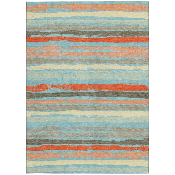 Homeroots 3' Stylish Washable Indoor Outdoor Area Rug In Beige, Brown, And Gray For Versatile Home Use 5' X 8' Polyester 598933