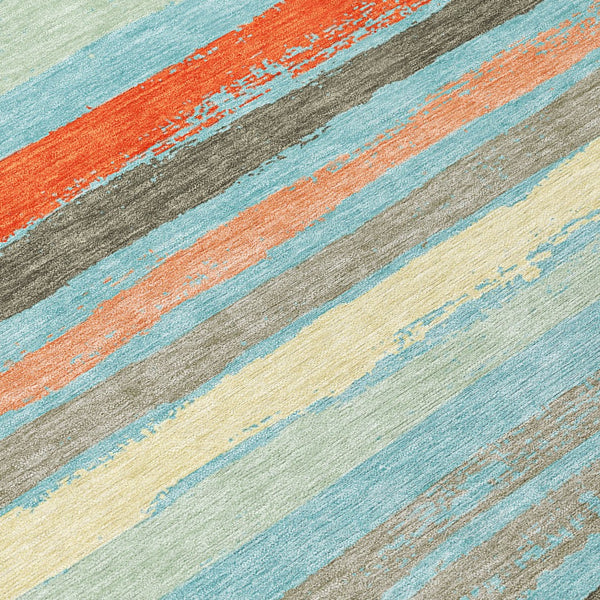 Homeroots 3' Stylish Washable Indoor Outdoor Area Rug In Beige, Brown, And Gray For Versatile Home Use 5' X 8' Polyester 598933