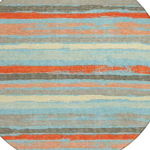 Homeroots 3' Stylish Washable Indoor Outdoor Area Rug In Beige, Brown, And Gray For Versatile Home Use 8' Round Polyester 598934