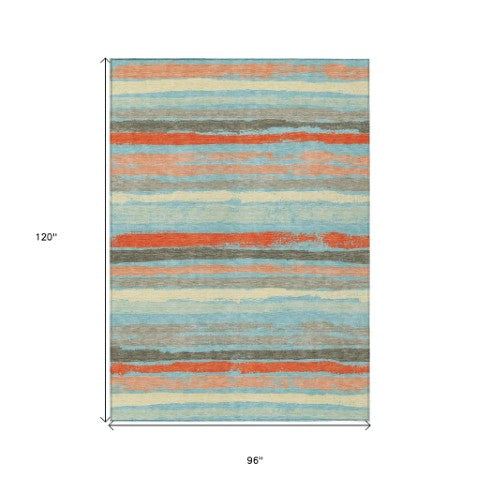 Homeroots 3' Stylish Washable Indoor Outdoor Area Rug In Beige, Brown, And Gray For Versatile Home Use 8' X 10' Polyester 598935