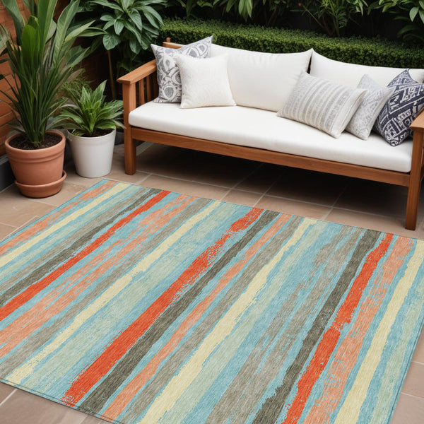 Homeroots 3' Stylish Washable Indoor Outdoor Area Rug In Beige, Brown, And Gray For Versatile Home Use 9' X 12' Polyester 598936
