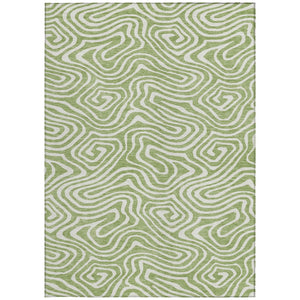 Homeroots 3' Artichoke Green Abstract Washable Area Rug For Indoor And Outdoor Spaces - Durable And Stylish 3' X 5' Polyester 598938