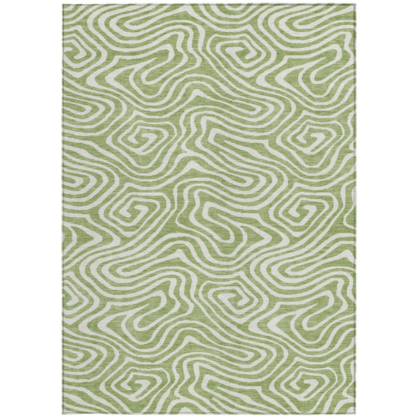 Homeroots 3' Artichoke Green Abstract Washable Area Rug For Indoor And Outdoor Spaces - Durable And Stylish 3' X 5' Polyester 598938