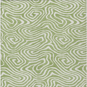 Homeroots 3' Artichoke Green Abstract Washable Area Rug For Indoor And Outdoor Spaces - Durable And Stylish 3' X 5' Polyester 598938