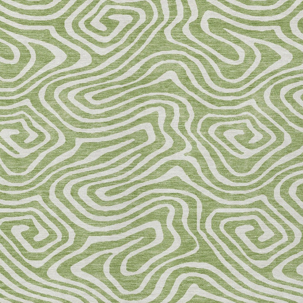 Homeroots 3' Artichoke Green Abstract Washable Area Rug For Indoor And Outdoor Spaces - Durable And Stylish 5' X 8' Polyester 598939