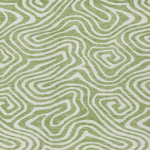Homeroots 3' Artichoke Green Abstract Washable Area Rug For Indoor And Outdoor Spaces - Durable And Stylish 8' X 10' Polyester 598941
