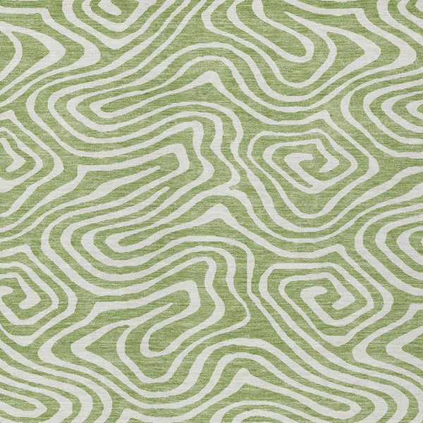 Homeroots 3' Artichoke Green Abstract Washable Area Rug For Indoor And Outdoor Spaces - Durable And Stylish 8' X 10' Polyester 598941