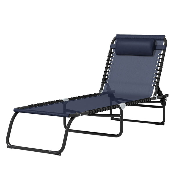 English Elm Outsunny Folding Chaise Lounge Chair - Adjustable 4-Position Poolside Relaxation With Breathable Mesh Seat W2225P229492-GIGA