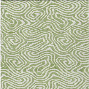 Homeroots 3' Artichoke Green Abstract Washable Area Rug For Indoor And Outdoor Spaces - Durable And Stylish 9' X 12' Polyester 598942