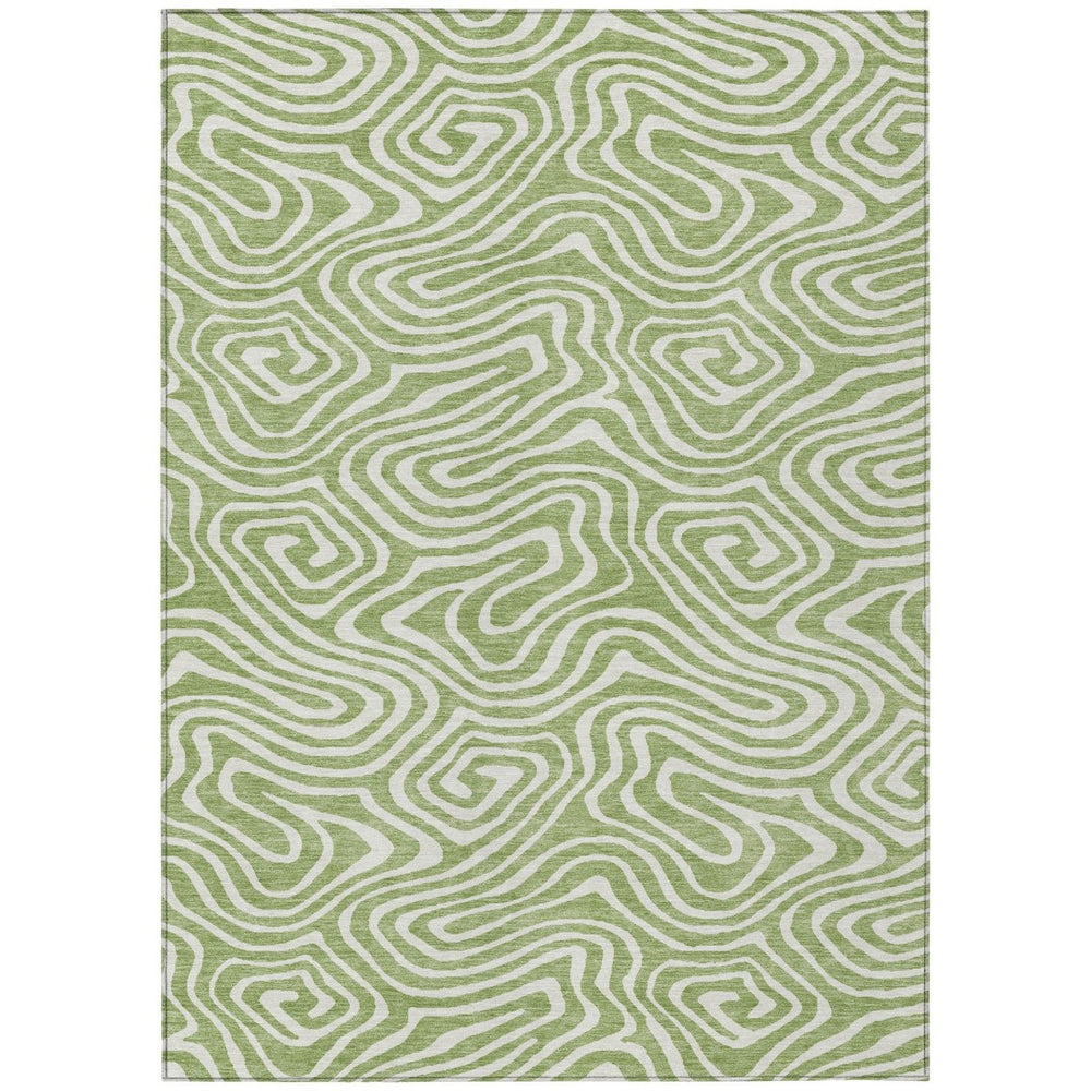 HomeRoots 9' X 12' Artichoke Green Abstract Washable Area Rug - Stylish, Durable Indoor/Outdoor Home Décor 598942