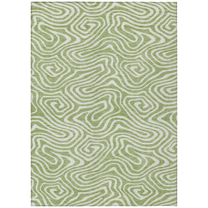 Homeroots 3' Artichoke Green Abstract Washable Area Rug For Indoor And Outdoor Spaces - Durable And Stylish 9' X 12' Polyester 598942