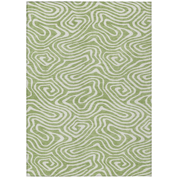 Homeroots 3' Artichoke Green Abstract Washable Area Rug For Indoor And Outdoor Spaces - Durable And Stylish 9' X 12' Polyester 598942