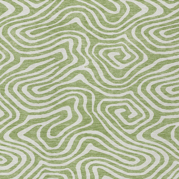 Homeroots 3' Artichoke Green Abstract Washable Area Rug For Indoor And Outdoor Spaces - Durable And Stylish 9' X 12' Polyester 598942