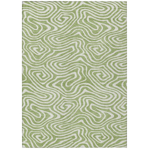 HomeRoots 5' Artichoke Green and Ivory Abstract Washable Area Rug for Indoor and Outdoor Elegance and Style 10' X 14' 598943